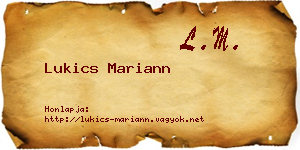 Lukics Mariann névjegykártya