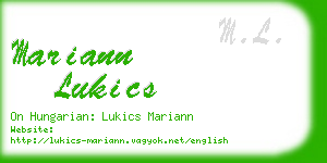 mariann lukics business card